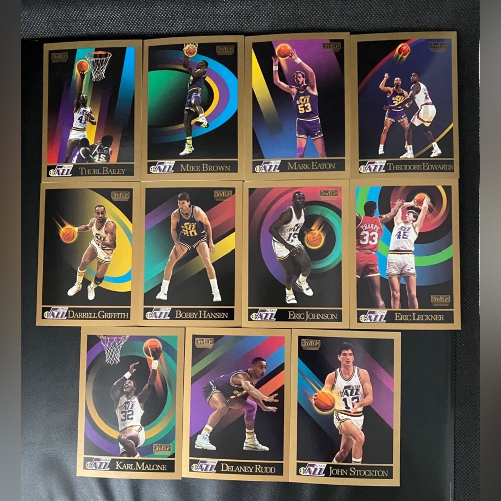 11 Utah Jazz 1990-91 SkyBox Basketball Cards Inaugural Edition Lot